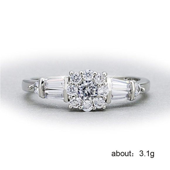 💥 Refine Engagement Sun Flower Pure Zircon Rings for Women, EVGG1235 - Picture 1 of 4